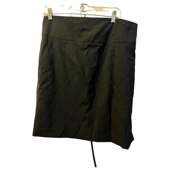 Banana Republic Wrap Skirt Black Pleated Knee Length Pockets Women's Size 14 - Picture 3 of 7